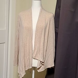 beige open-front cardigan